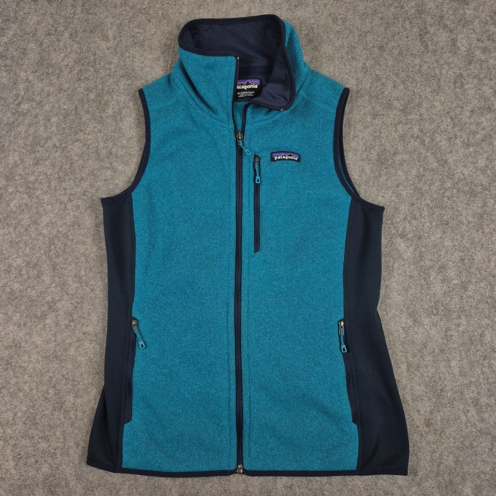 Patagonia Better Sweater Vest Womens M Blue Fleece Full Zip Outdoor Mock Neck